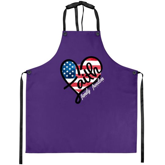 Discover 4th Of July Patriotic Christian Faith Heart American Flag Apron