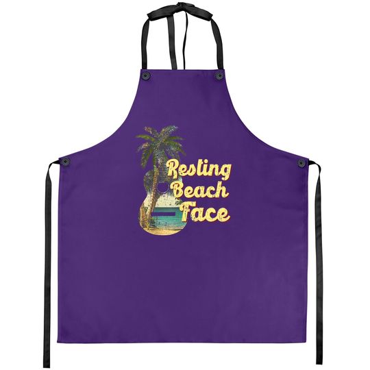 Discover Resting Beach Face Apron Guitar Coconut Tree Tropical