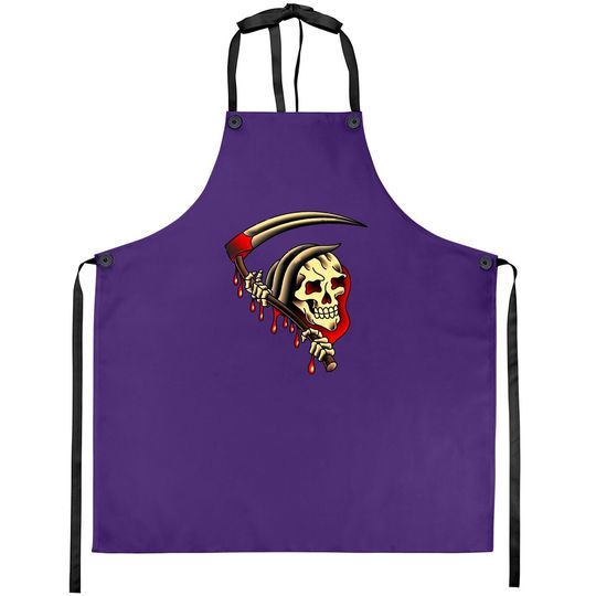 Discover Salty-dog American Traditional Grim Reaper Halloween Apron