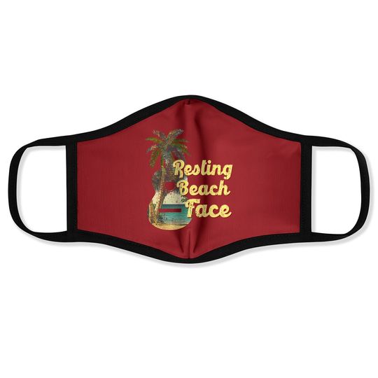 Discover Resting Beach Face Face Mask Guitar Coconut Tree Tropical