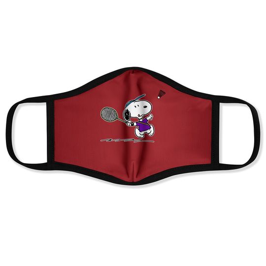 Discover Snoopy Playing Badminton, Snoopy Badminton Face Mask