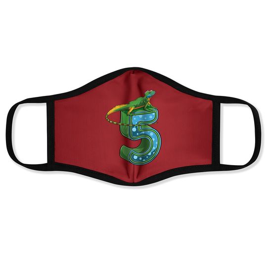 Discover 5 Year Old Lizard Reptile 5th Birthday Party Face Mask