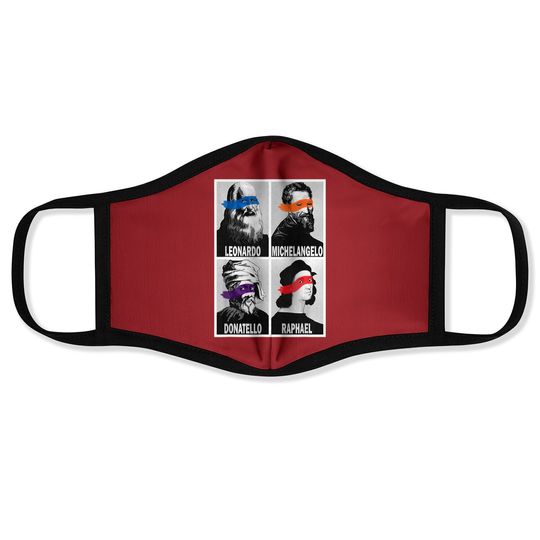 Discover Renaissance Ninja Artists Poster Style Pop Art Face Mask