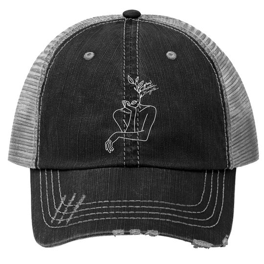 Discover Line Drawing Art Trucker Hat, Grow Positive Thoughts, Face Trucker Hat, Artistic Trucker Hat, Abstract Drawing Trucker Hat