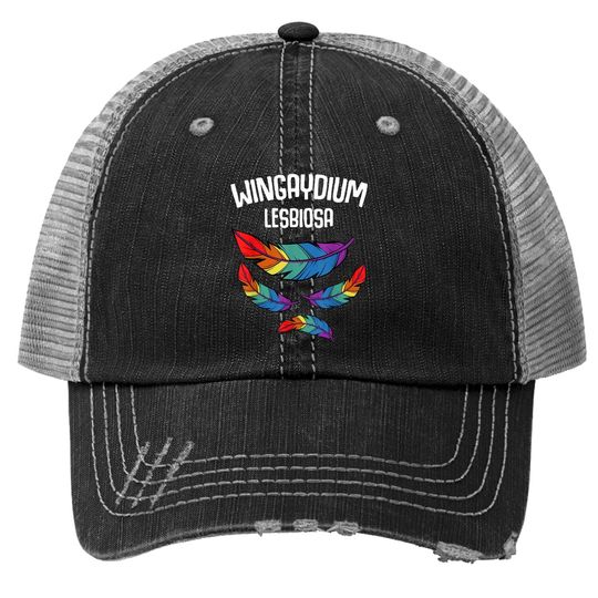 Discover Lgbt Pride 2021 Funny Lesbian Love Wingaydium Lesbiosa Gift Trucker Hat