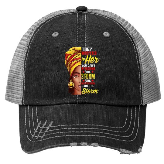 Discover Black History Month Trucker Hat African Woman Afro I Am The Storm Trucker Hat