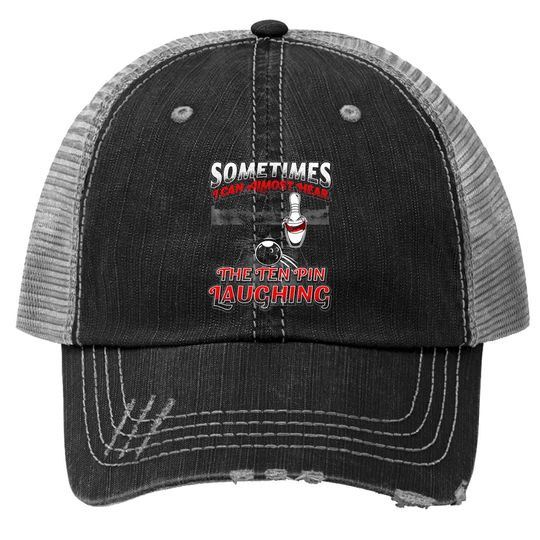 Discover Hear 10 Pin Laughing Funny Bowling Trucker Hat