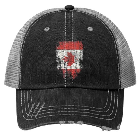 Discover Canada Trucker Hat Distressed Maple Leaf Canadian Flag Trucker Hat