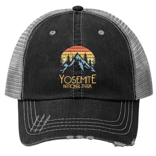 Discover Vintage Yosemite National Park California Print Trucker Hat