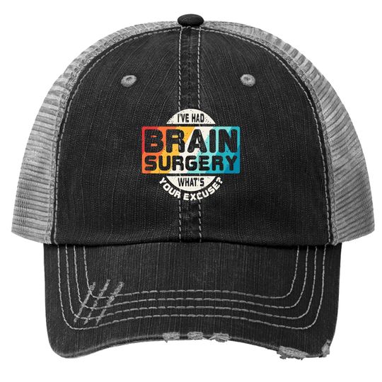 Discover Brain Surgery Trucker Hat Survivor Post Cancer Tumor Recovery Gift
