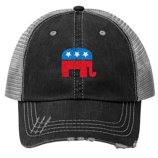 Discover Distressed Republican Elephant Trucker Hat