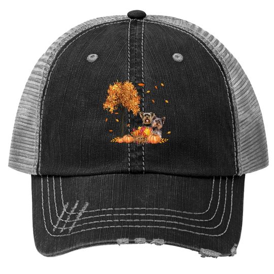 Discover Autumn Leaf Fall Dog Lover Trucker Hat