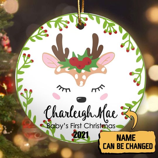 Discover Baby's First Christmas Ceramic Circle Custom Ornament
