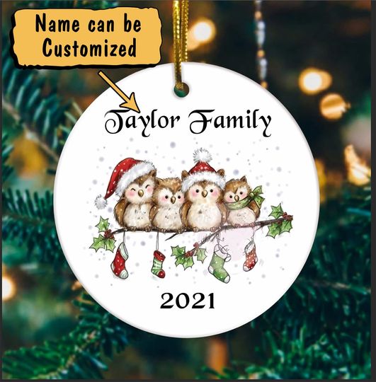 Discover Christmas Personalized Family Member Ceramic Circle Custom Ornament
