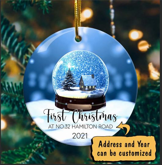 Discover First Christmas In New Home Family Ceramic Circle Custom Ornament