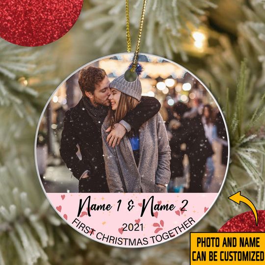 Discover First Christmas Together Ceramic Circle Custom Ornament