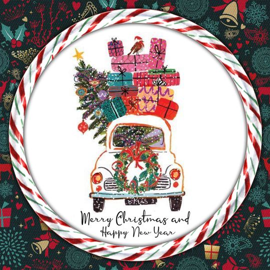 Discover Merry Christmas And Happy New Year Ceramic Circle Ornament