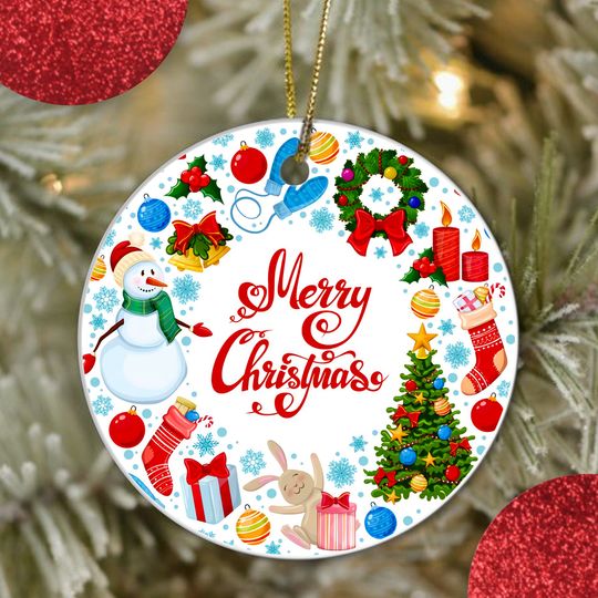 Discover Merry Christmas Ceramic Circle Ornament