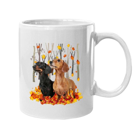 Discover Hello Autumn Maple Dachshund Leaf Fall Cute Dachshund Coffee Mug