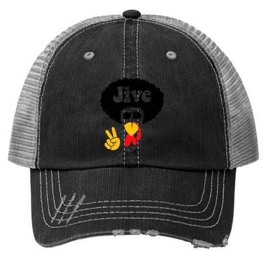Discover Peace Sign Jive Turkey Face Thanksgiving Trucker Hat