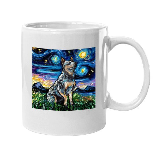 Discover Blue Heeler Starry Night Australian Cattle Dog Art Coffee Mug