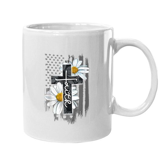 Discover Faith American Flag Daisy Christian Faith Jesus God Lover Coffee Mug