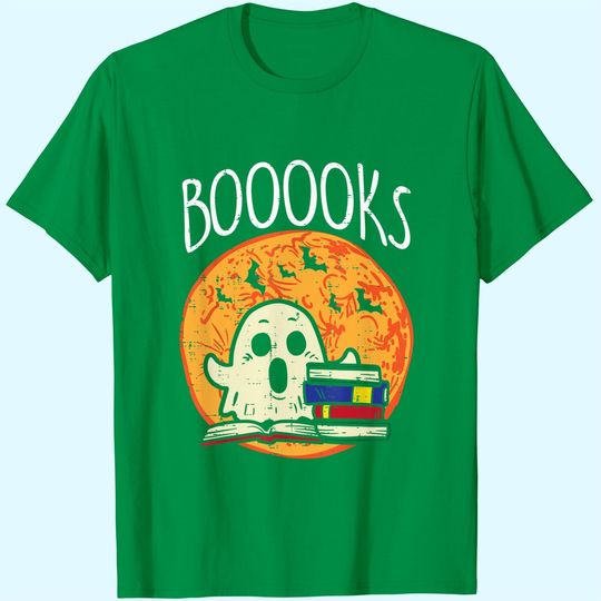 Discover Boooks Moon Ghost Halloween Bookworm Librarian Teacher Book T-Shirt