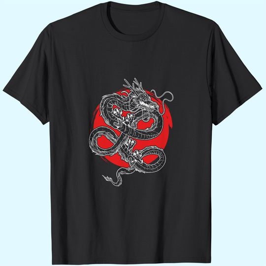 Discover Asian Dragon And Sun Symbol Oriental Chinese Art T-Shirt