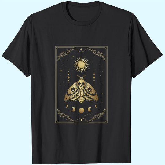 Discover Death Moth And Ornament Of Moon And Sun Phases Tarot Card T-Shirt