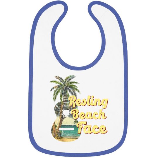 Discover Resting Beach Face Baby Bib Guitar Coconut Tree Tropical