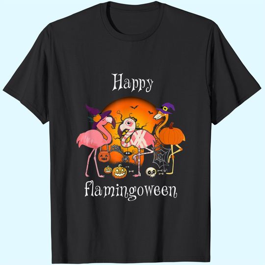 Discover Happy Flamingoween Witch Pumpkin Flamingo Halloween Costume T-Shirt
