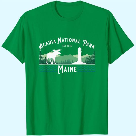 Discover Acadia National Park Maine Hiking Camping Moose Souvenir T-Shirt