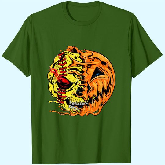 Discover Softball Halloween  Pumpkin T-Shirt
