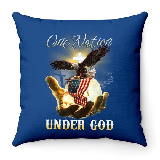 Discover Eagle Usa Christian Patriot One Nation Under God Throw Pillow