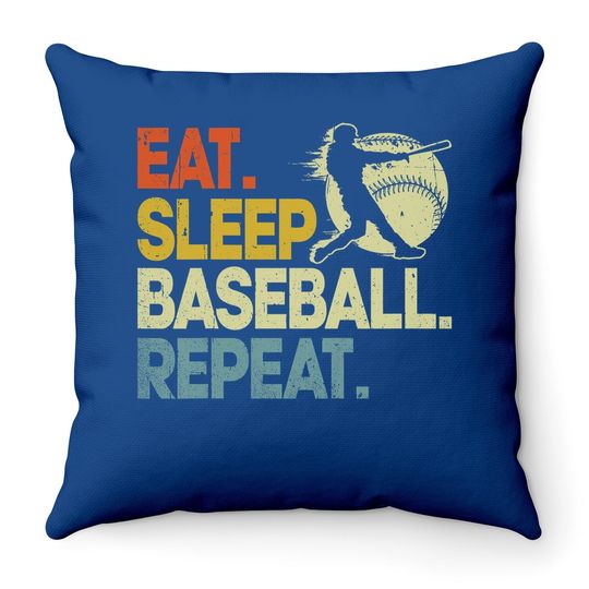 Discover Eat Sleep Baseball Repeat Baseball Lover Boys Throw Pillow