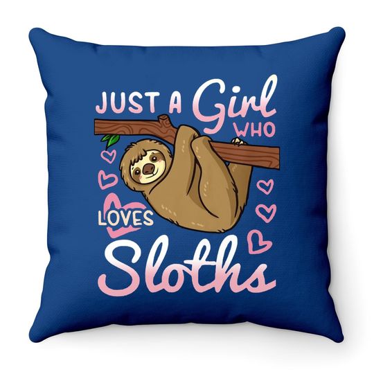 Discover Sloth Girl Throw Pillow