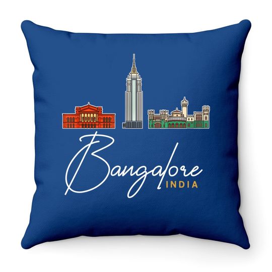 Discover Bangalore India City Skyline Map Travel Throw Pillow