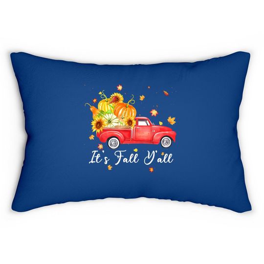 Discover It's Fall Y'all Farm Truck Pumpkins Sunflower Maple Autumn Lumbar Pillow