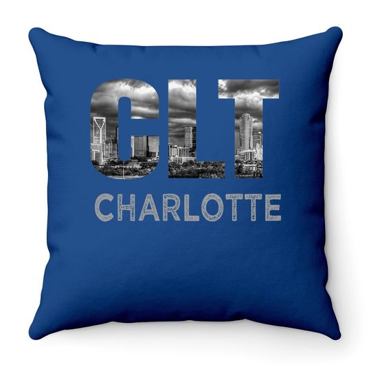 Discover Clt Airport Code City Of Charlotte Throw Pillow