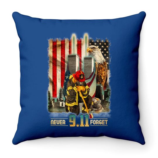 Discover Never Forget 9-11-2001 20th Anniversary Firefighters Throw Pillow