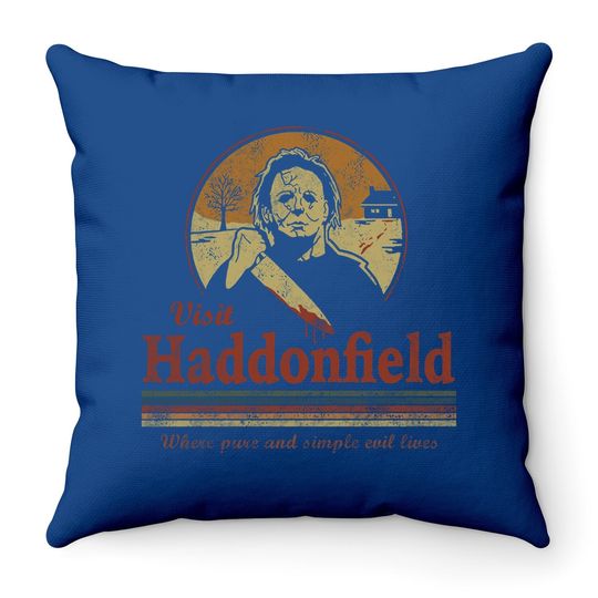 Discover Visit Haddonfield New Halloween Michael Myers Vintage Classic Throw Pillow