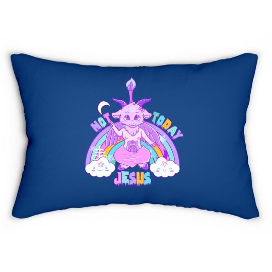 Discover Not Today Jesus Kawaii Pastel Atheist Satan Lumbar Pillow