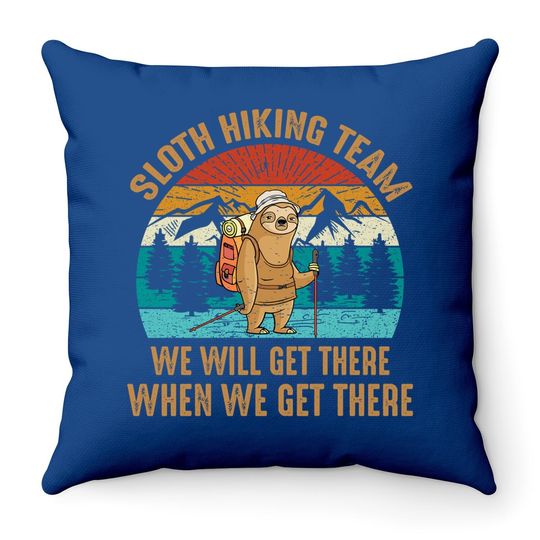 Discover Sloth Hiking Team Throw Pillow