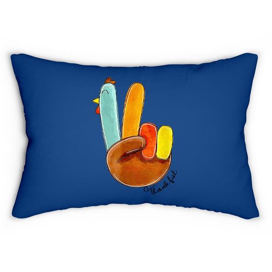 Discover Funny Thanksgiving Peace Sign Turkey Thankful For Lovers Lumbar Pillow
