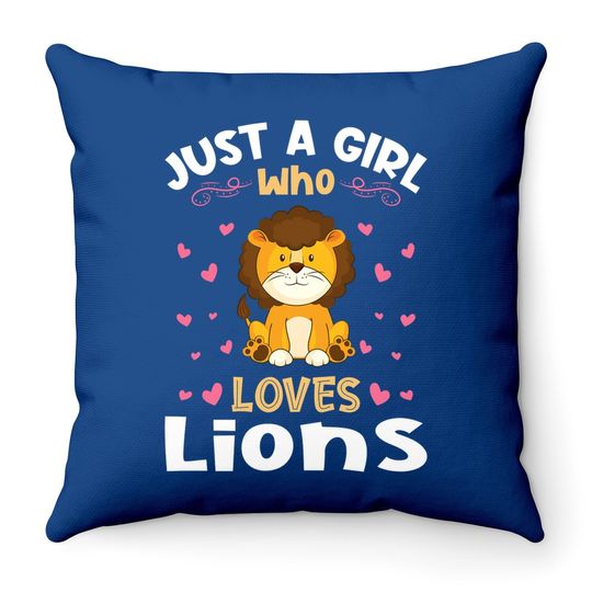 Discover Just A Girl Who Loves Lions Cute Throw Pillow