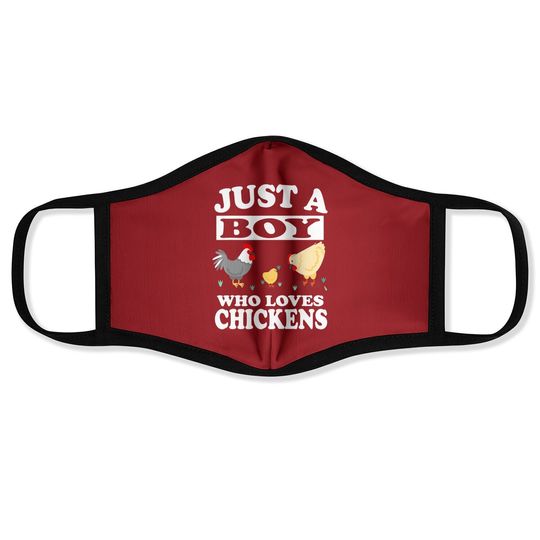 Discover Just A Boy Who Loves Chickens Farm Chicken Gift Face Masks