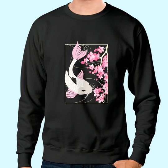 Discover Vintage Cherry Blossom I Japanese Fish I Koi Carp Sweatshirt