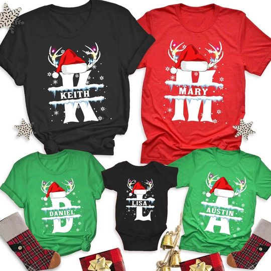 Discover Christmas Letter Matching Family Custom T-Shirt