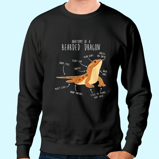 Discover The Anatomy of a Bearded Dragon, Pet Reptile Lizard Lover Sweatshirt