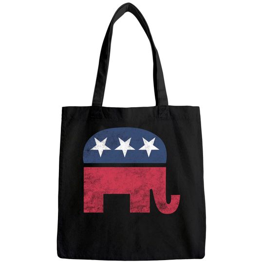 Discover Tee Luv Republican Elephant Tote Bag - Soft Touch Grey GOP Elephant Tote Bag